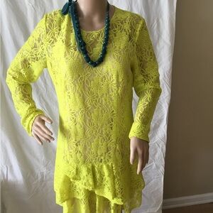 BCBGMaxAzria Neon Yellow Lace Dress